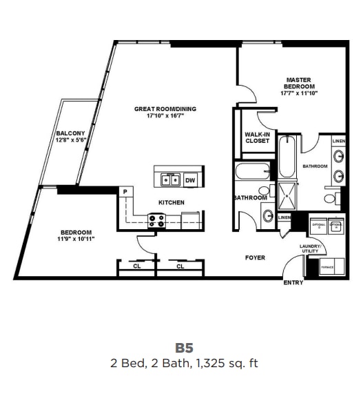 Floor Plan - B5 - Two Bedroom Two Bath