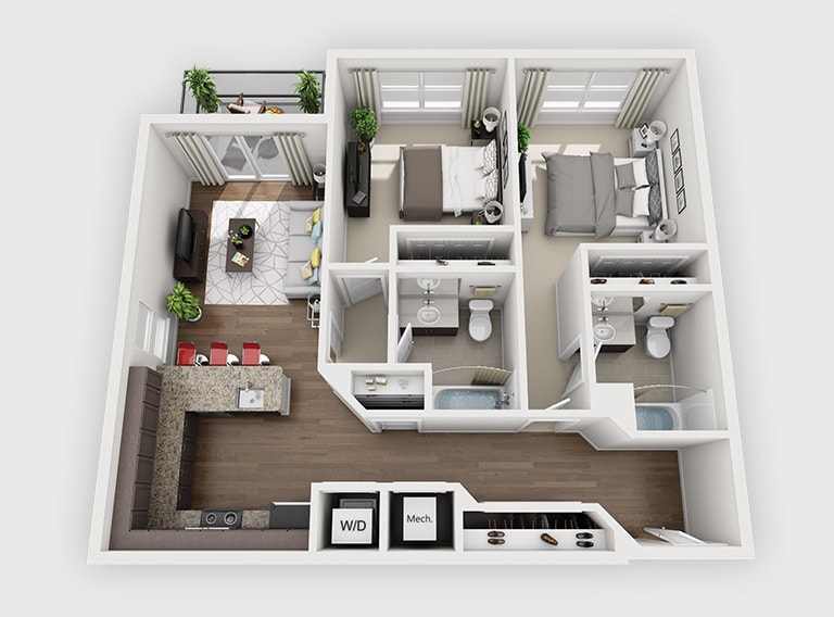 Floor Plan - 2 Bed 2 Bath (C2)
