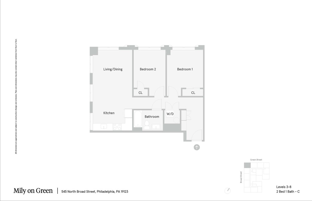 Mily on Green - Floor Plan - 2 Bed 1 Bath - C - 2 Bed 1 Bath - C