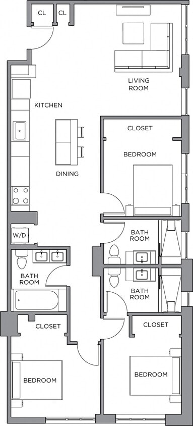 Floor Plan - 3 Bed/3 Bath-1500