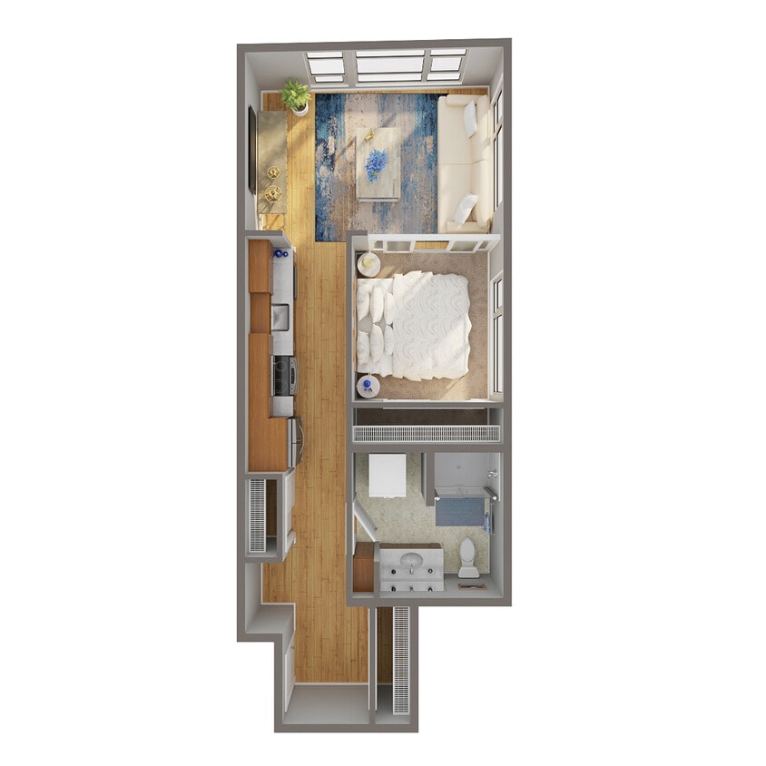 Floor Plan - 1 Bed, 1 Bath - C