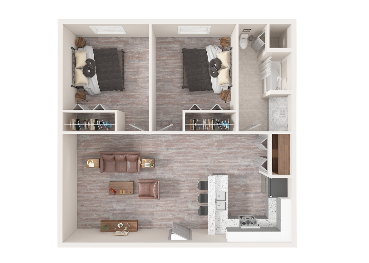 Floor Plan - 2 Bed / 1 Bath PII