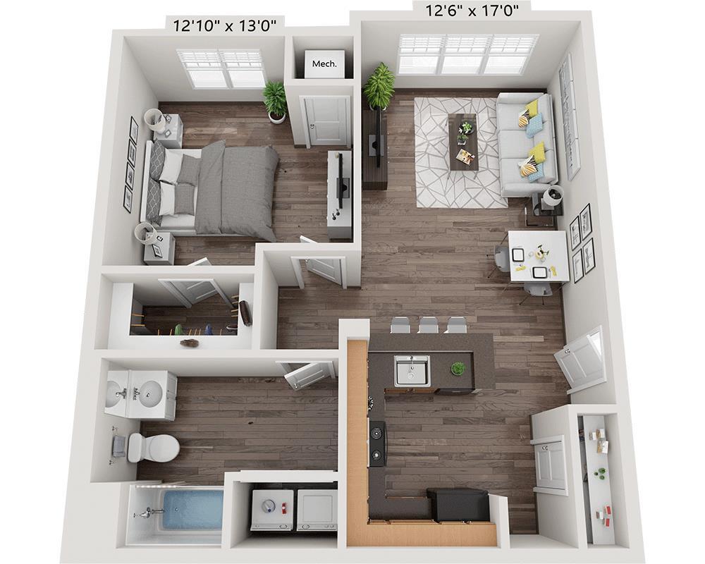 Floor Plan - One Bedroom A1B