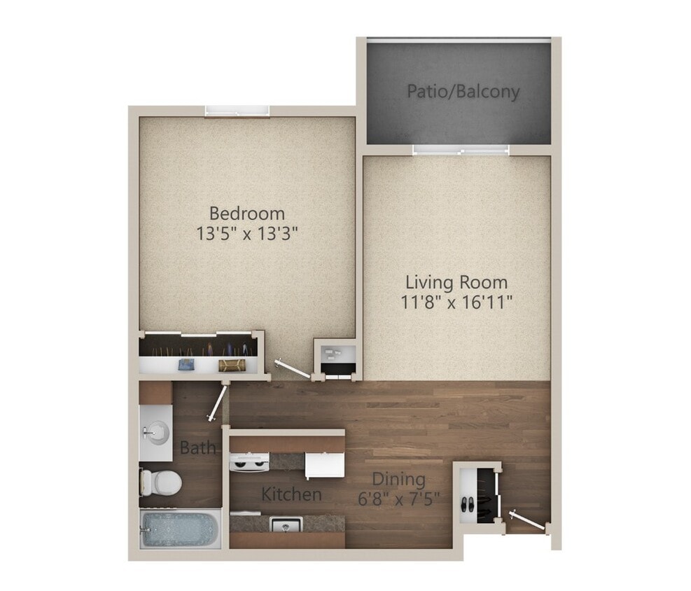 Floor Plan - 1 Bedroom (649 sq ft)