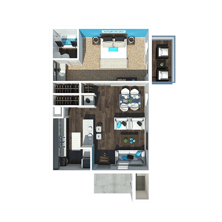 Floor Plan - One-Bedroom (W/D connections)