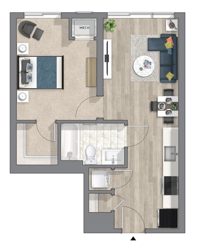 Floor Plan - 1 Bed 1 Bath | Classic JR