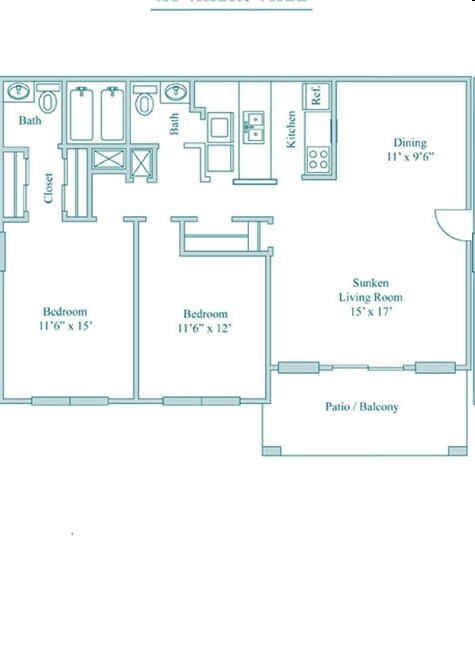 2 Bedroom 2Bath Deluxe - Two Bedroom Two Bath (1,071 SF)