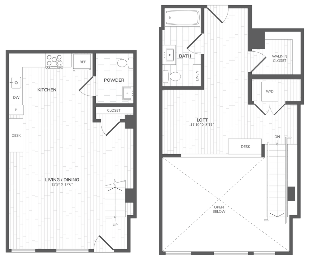 Floor Plan - 1 Bed - 1.5 Bath