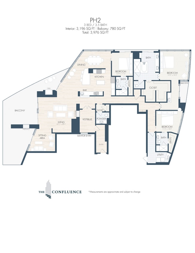Floor Plan - PH2 | Tower Penthouse 3 Bedroo