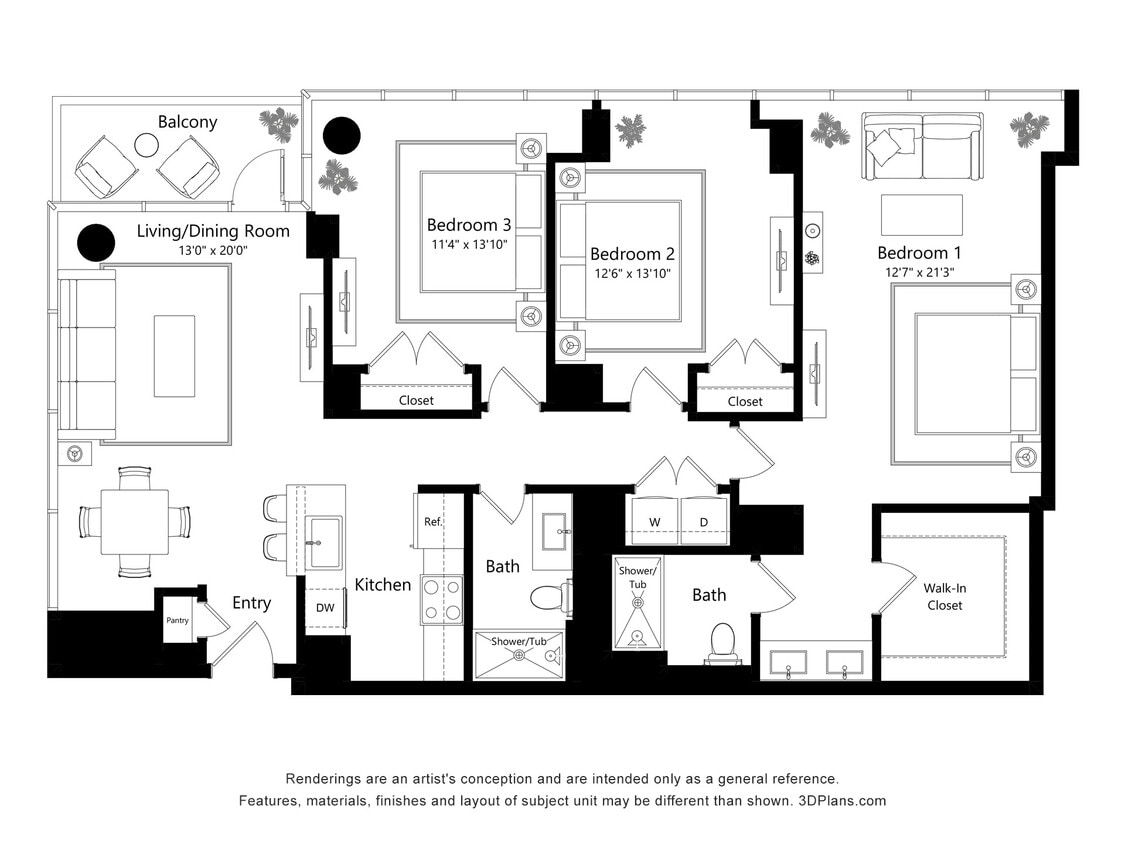 Floor Plan - 3 Bedroom Unit 09