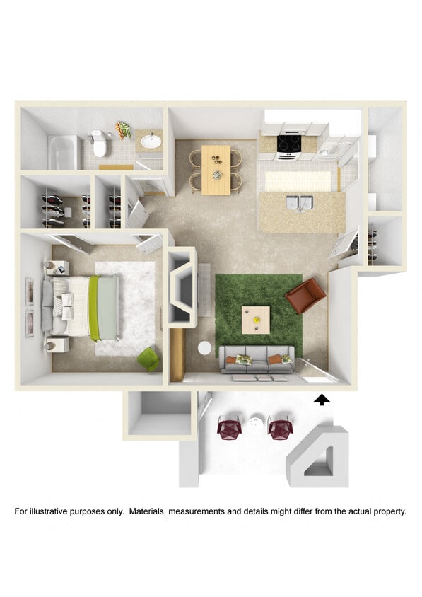Floor Plan - 1 Bed 1 Bath