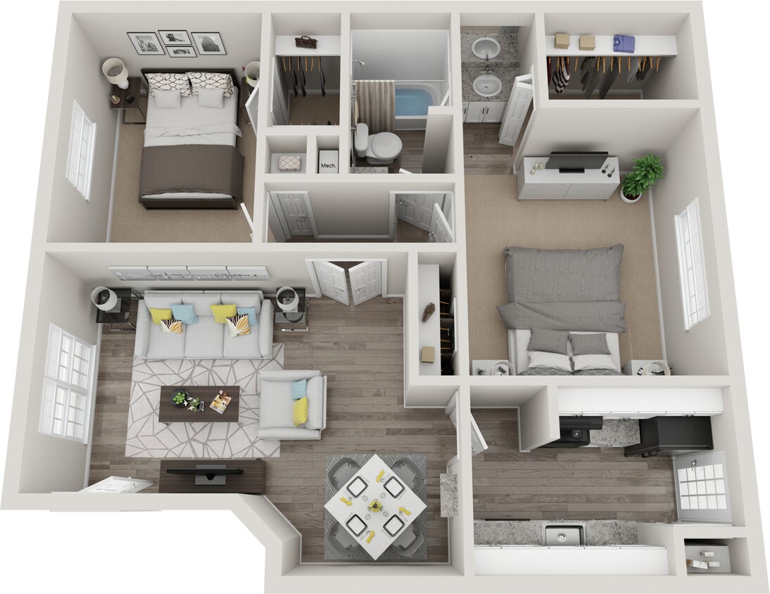 Floor Plan - B5 | 2 Bed | 1 Bath