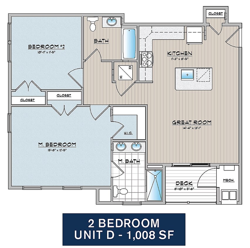 Franklin Square Phase 2, 2 Bedroom With 2 Bathroom - 2 Bedroom 2 Bathroom ADA