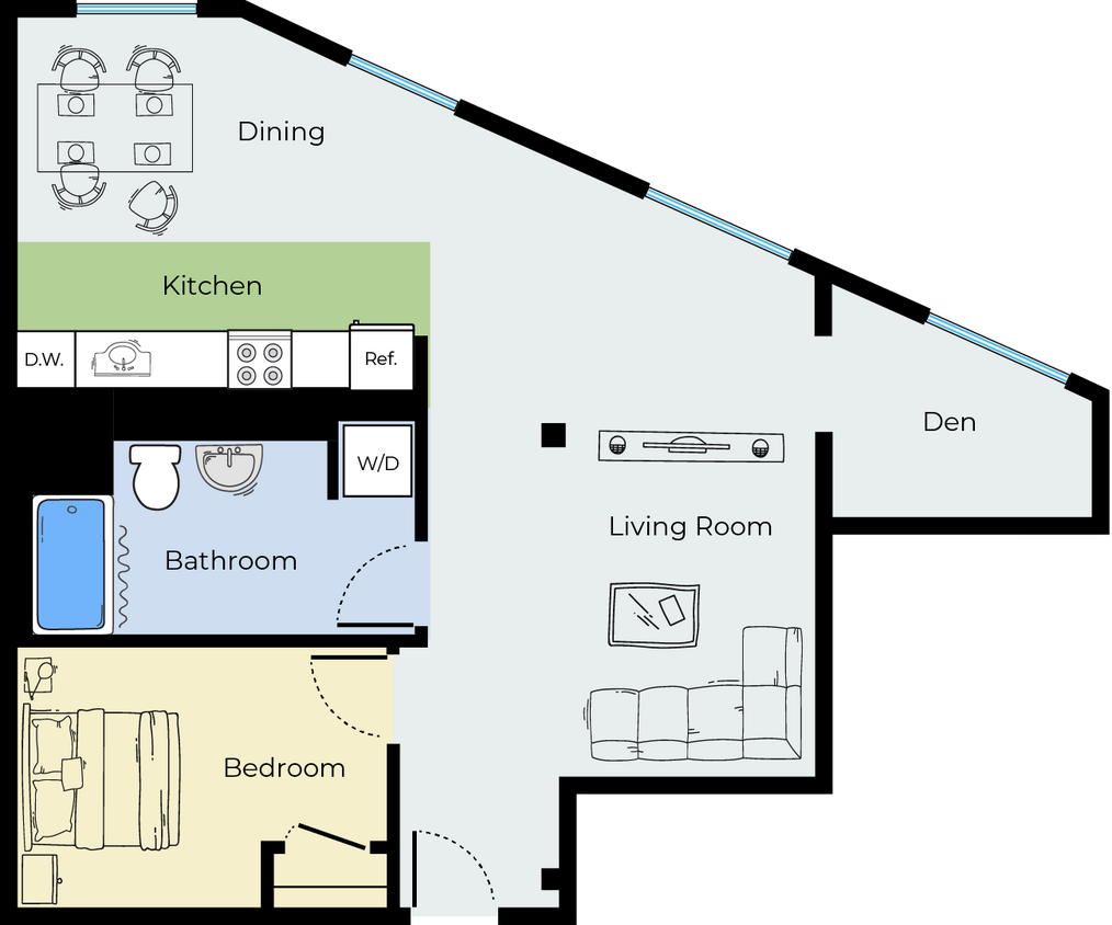Spacious One Bedroom with Den - One Bedroom + Den