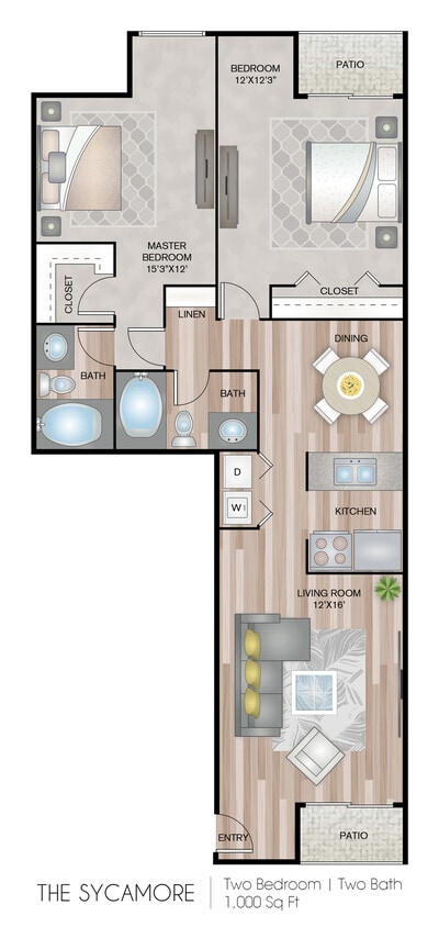 1000 Square Feet - The Sycamore with Washer & Dryer