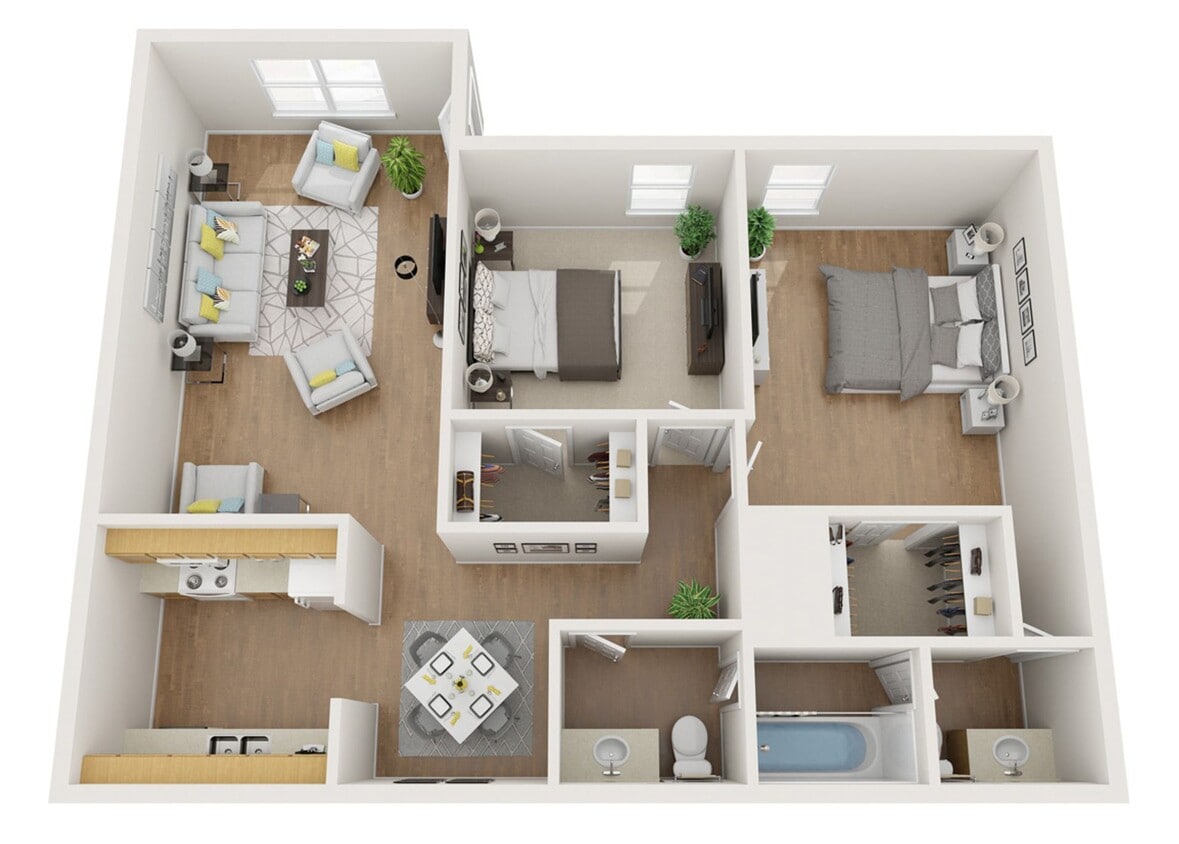 Floor Plan - 2 Bed, 1.5 Bath - B