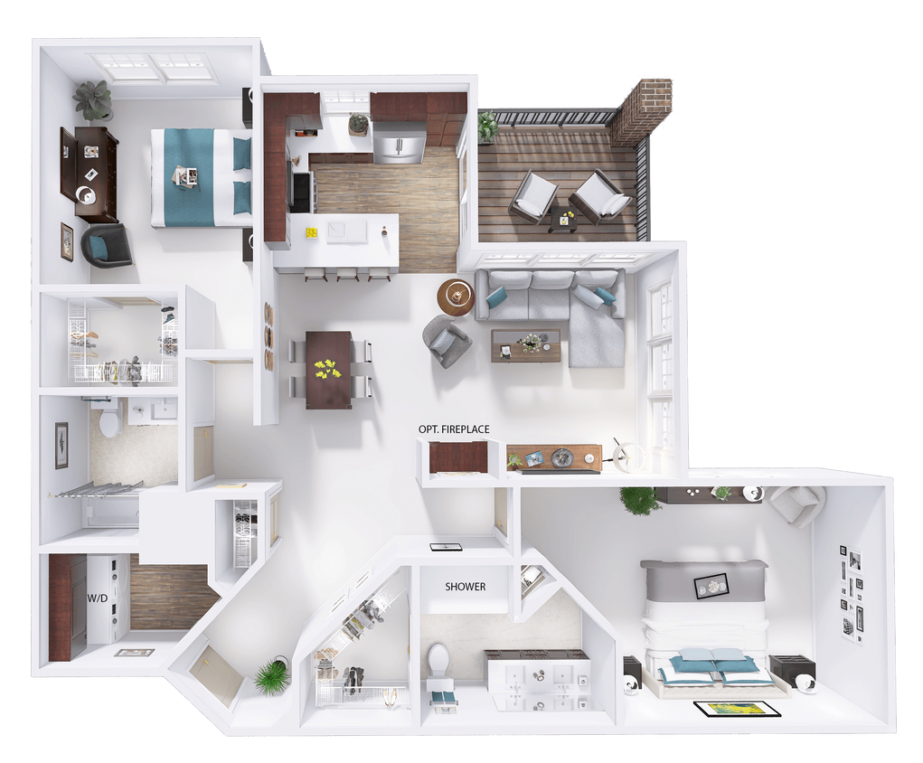 Floor Plan - CrossTown - F5 - 2 Bed - 2 Bath