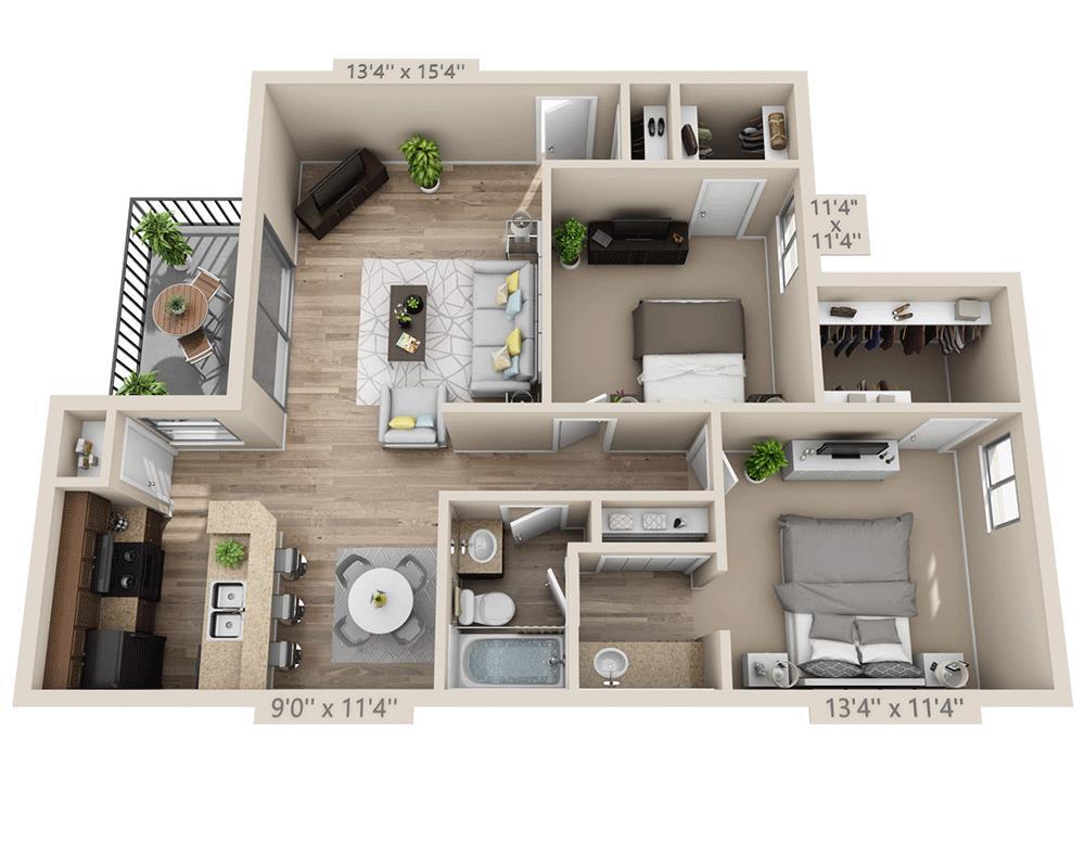 Floor Plan - One Bedroom B1.3CW