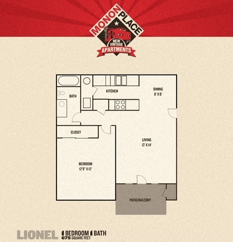 Floor Plan - Monon Place I - 1 Bedroom