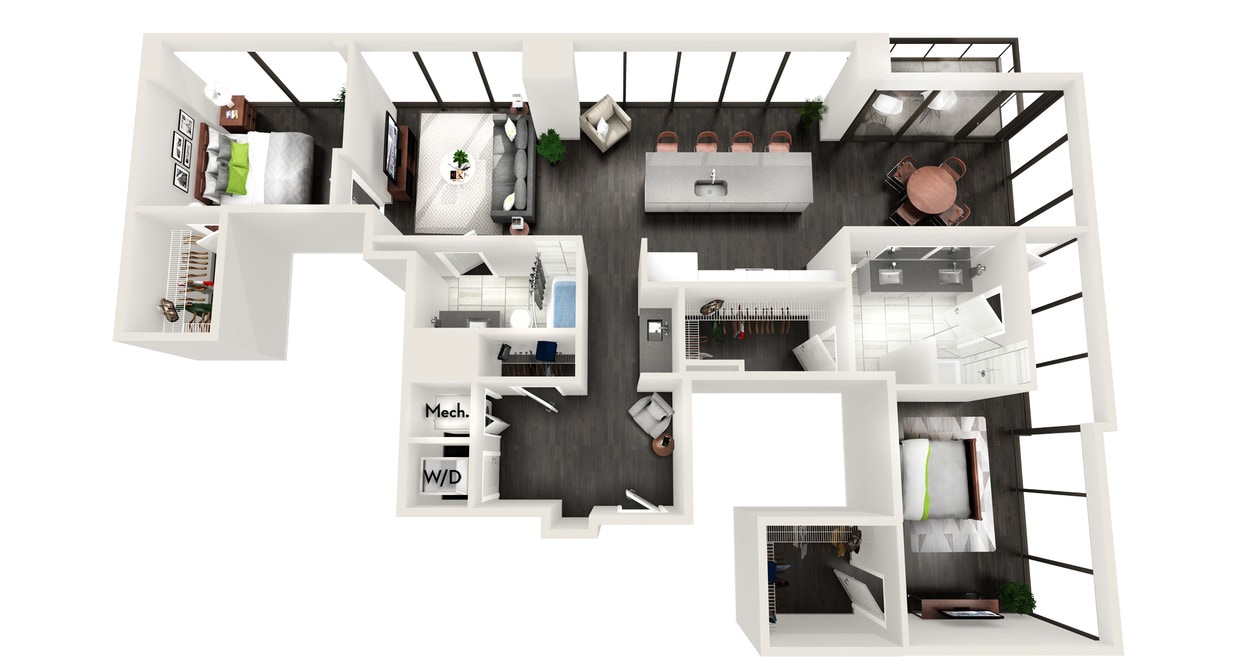 Floor Plan - AZC8 2 BEDROOM AND 2 BATH