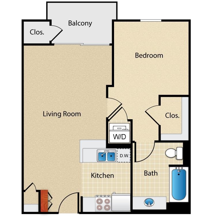 Floor Plan - One Bedroom One Bath