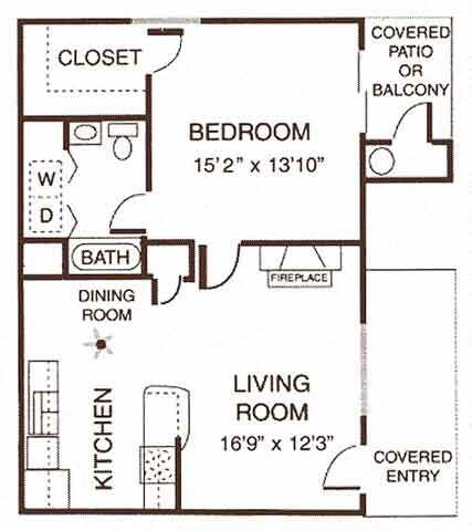 Floor Plan - 1 Bedroom / 1 Bathroom