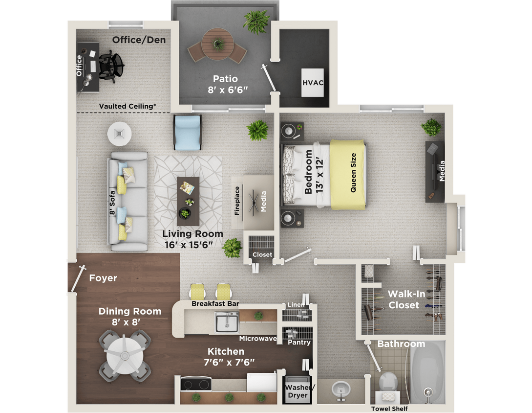 Floor Plan - A1 (One Bedroom w/Den)