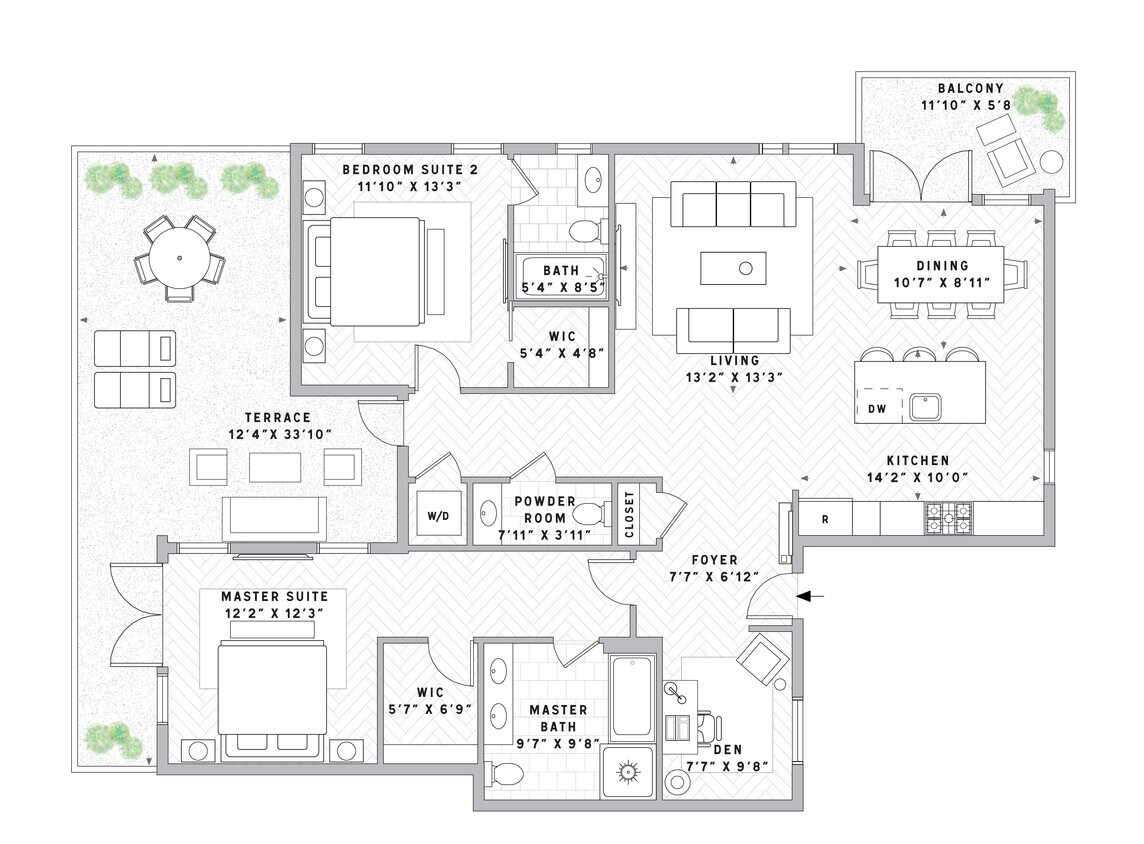 Floor Plan - B9 2 Bed + Den
