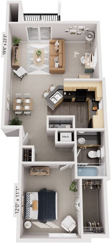 Floor Plan - One Bedroom End
