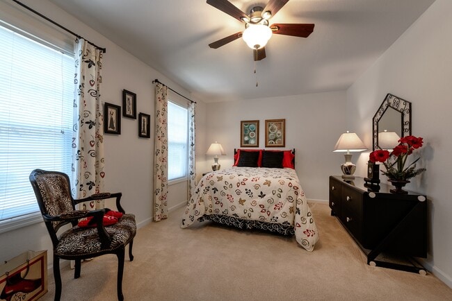 Second bedroom with double windows offering an abundance of natural light - Shadowmoss Pointe Apartments and Townhomes