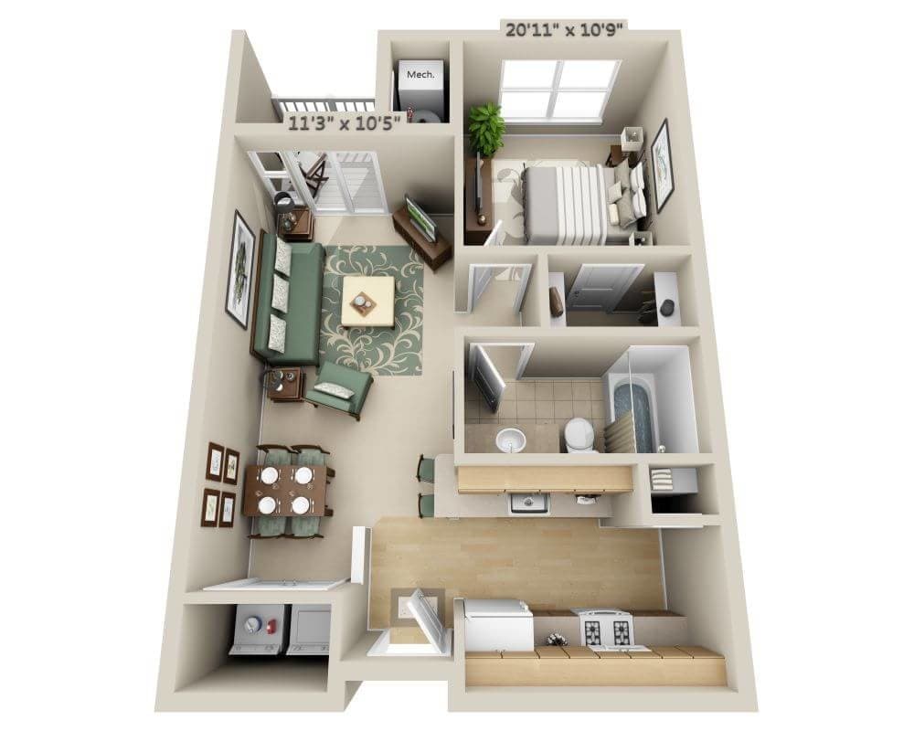 Floor Plan - One Bedroom A1C