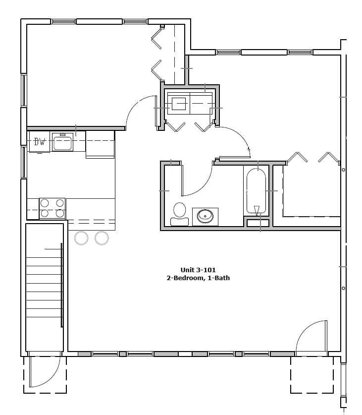 Floor Plan - 2 Bedroom, 1 Bath