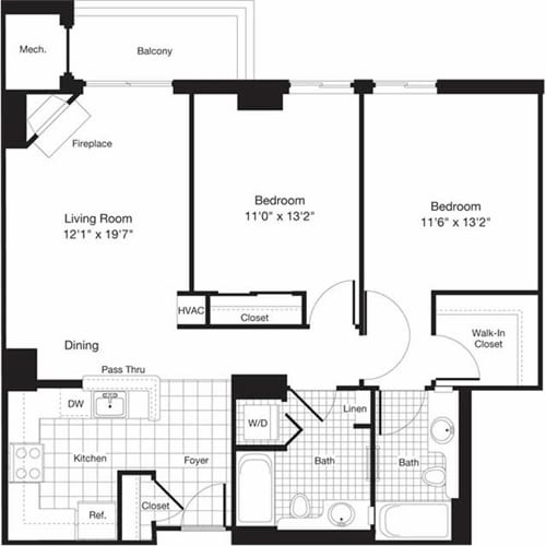 Floor Plan - 2 Bedrooms K