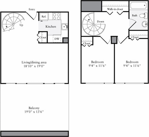 Floor Plan - The Lofts 2 Bedrooms A