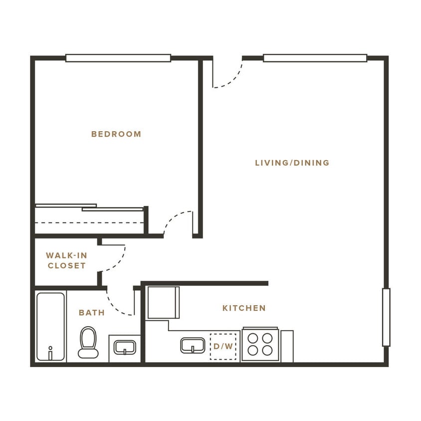 Floor Plan - 1 Bedroom, 1 Bath B - 1100 Lincoln Ave