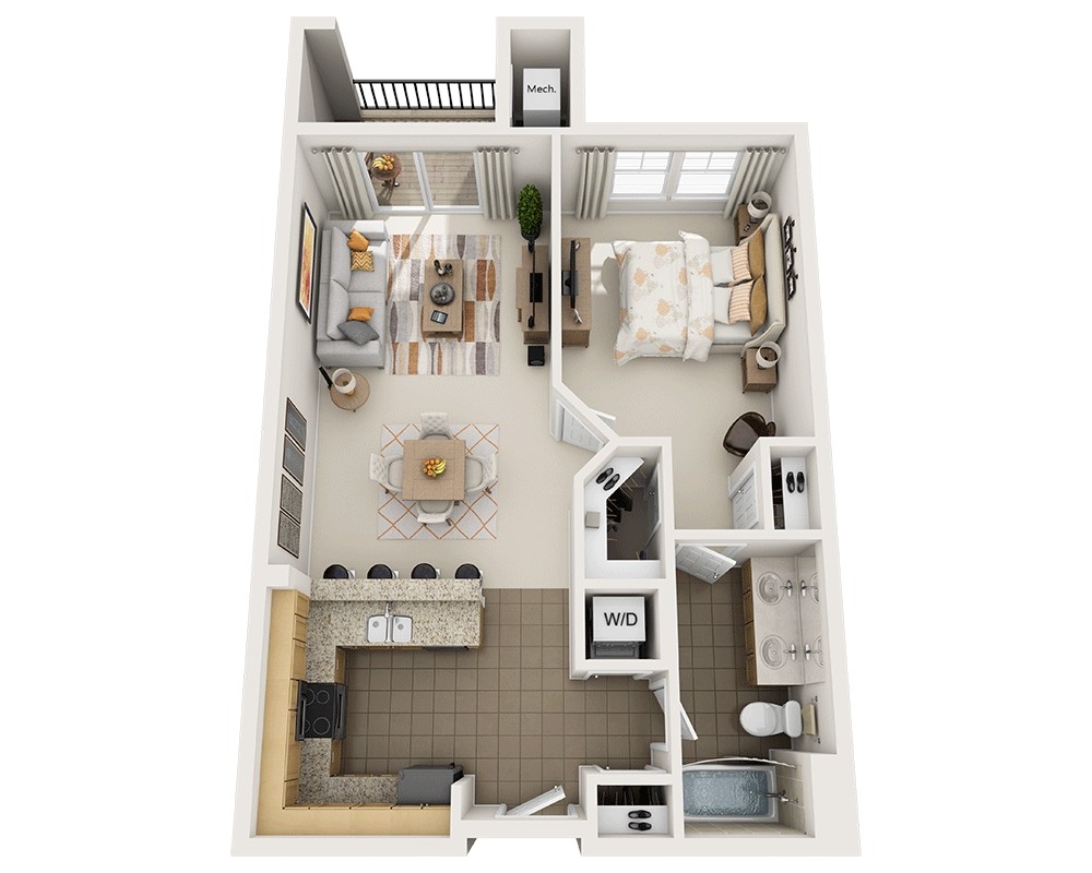 Floor Plan - One Bedroom A1B2