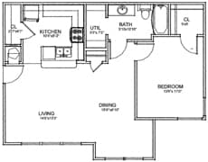 1BR/1BA - 1 Bedroom Lounge