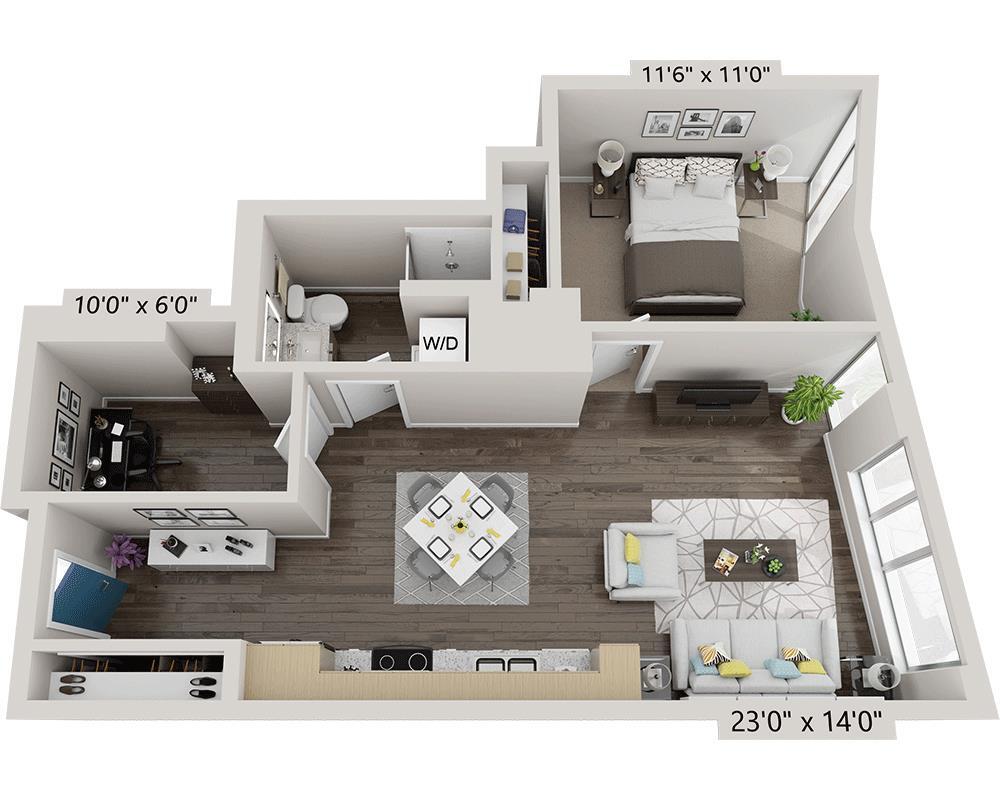 Floor Plan - One Bedroom + Den A1AD