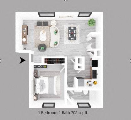 Floor Plan - One Bedroom One Bath - The Link