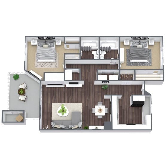 Floor Plan - B2: 2 Bed 2 Bath