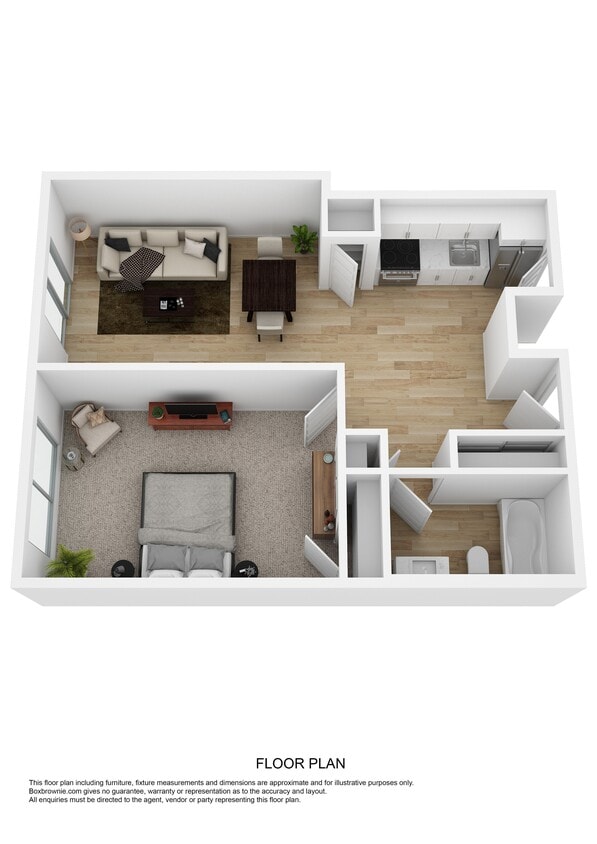 1 Bed , 1 Bath - 1 - D