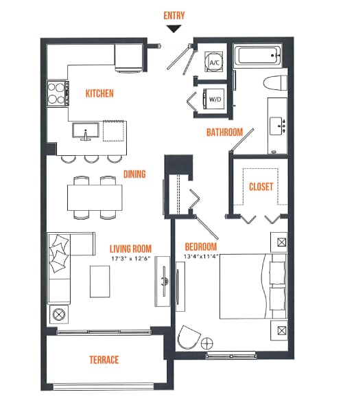 Landmark_A3.png - 1 Bed / 1 Bath