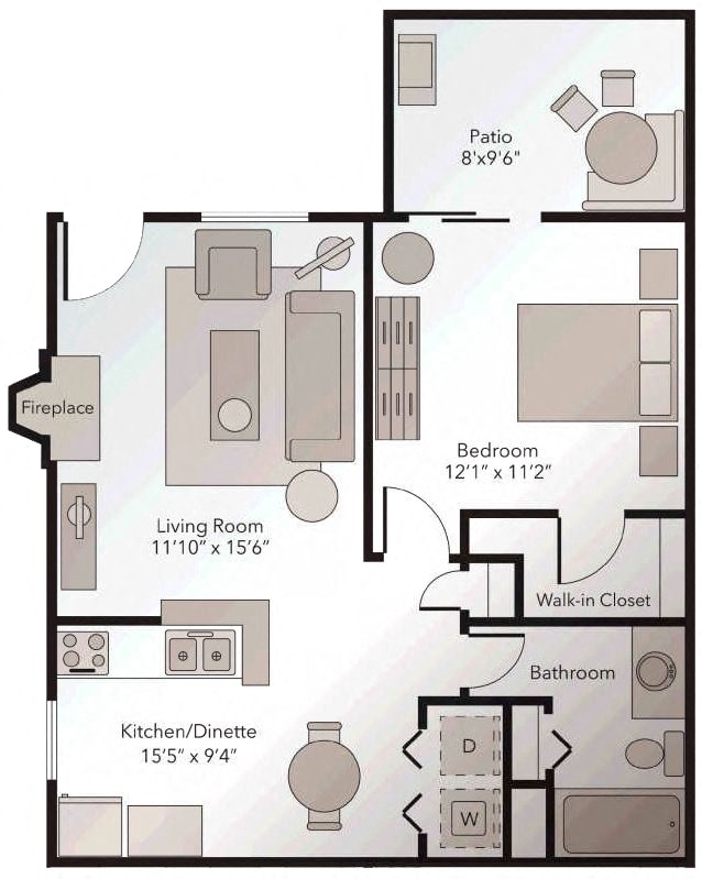 Floor Plan - Brighton - One Bedroom One Bath