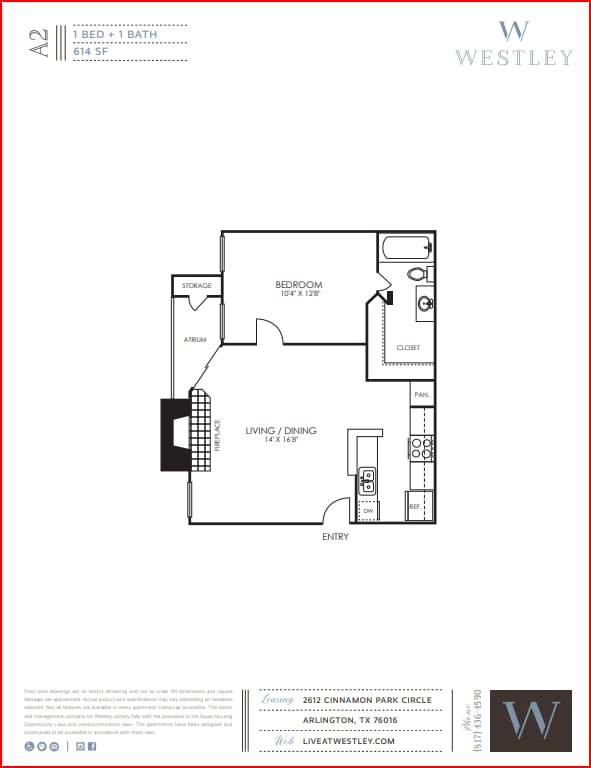 A2 WESTLY.png - 1 Bedroom, 1 Bath