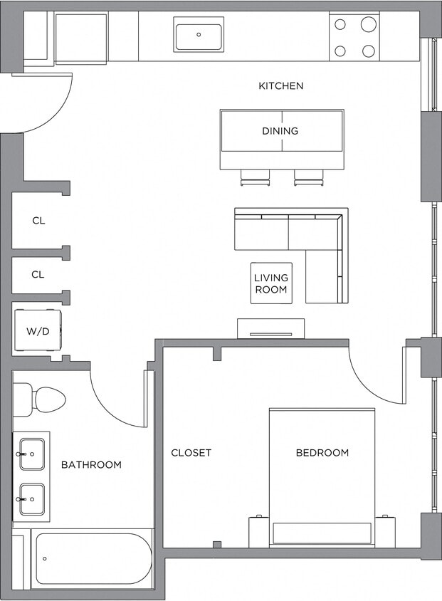 Floor Plan - 1 Bed/1 Bath-630