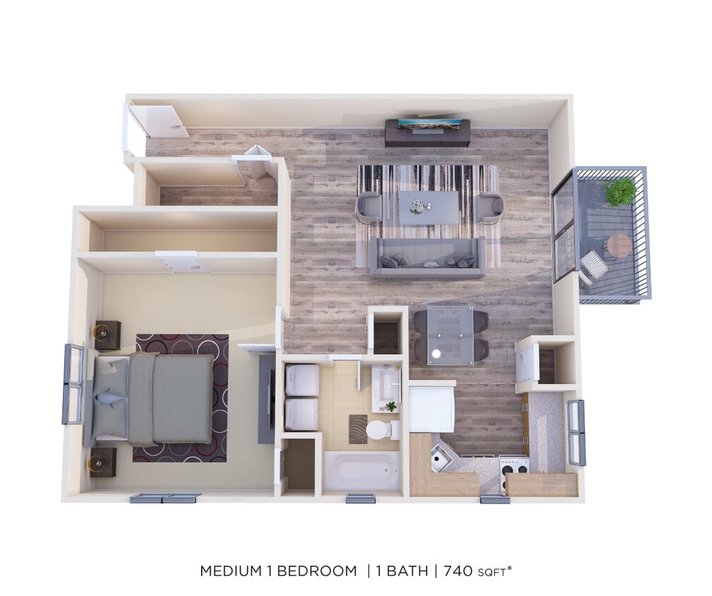Floor Plan - One Bedroom - 740 sqft