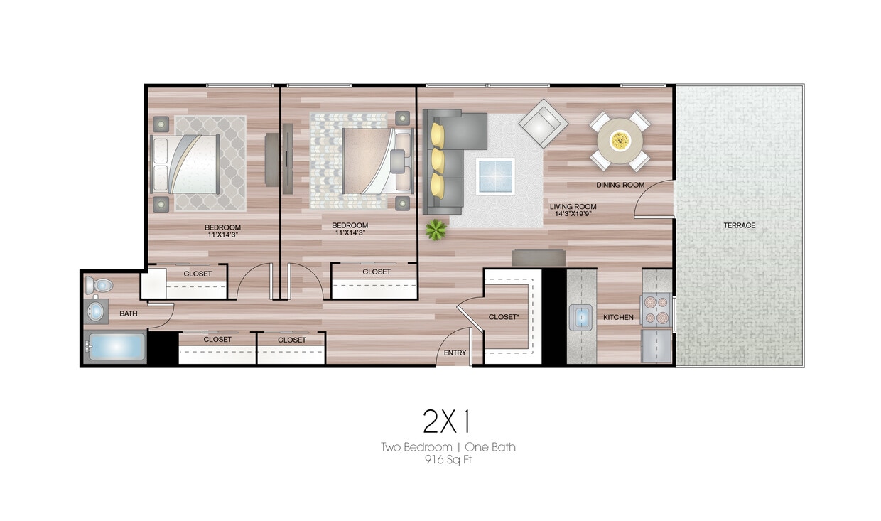 916 Sq Ft - The Brooklyn