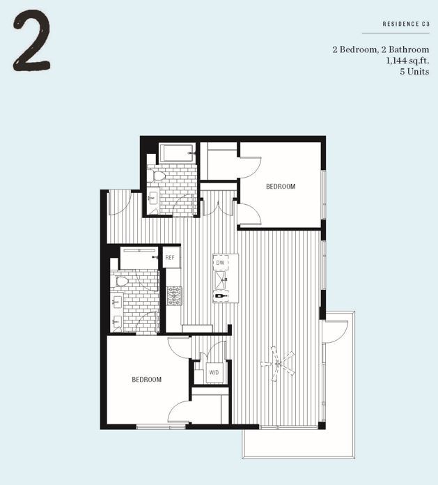 Floor Plan - 2x2 - 1144