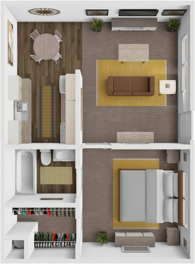 Floor Plan - 1 Bed 1 Bath A