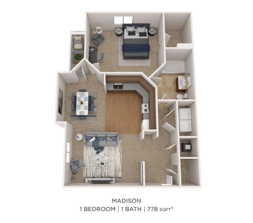 Floor Plan - One Bedroom- 778 sqft